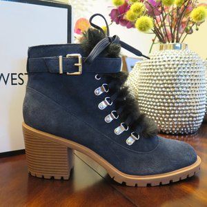 NIB Nine West I Agree Boots - Navy Blue Suede